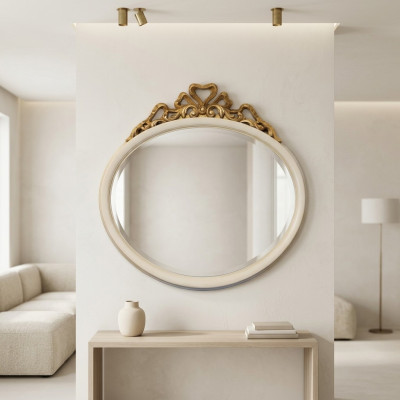 Hall mirror mirror wall mirror bathroom round wood wall decoration little mirror baroque