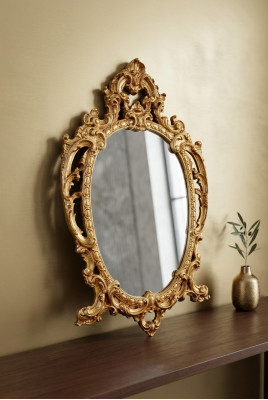 Classic Large Mirror Wall Mirror Hanging Mirror Wood Gold Wardrobe 64x104cm