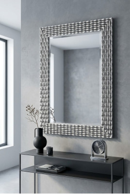 Classic wall mirror wood mirror furniture baroque glass frame wall silver 82x108