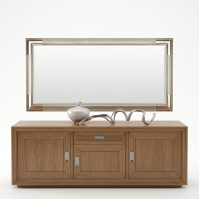 Designer mirror sideboard baroque mirror living room shelf luxury mirror silver