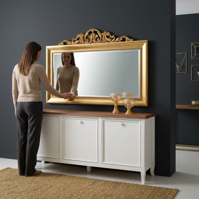 Mirror Wall Mirror Rectangular Hallway Mirror Wood Wall Decoration Little Mirror Baroque