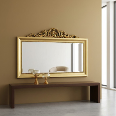 Mirror Wall Mirror Rectangular Hallway Mirror Wood Wall Decoration Little Mirror Baroque