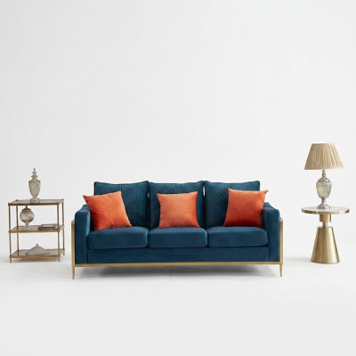 Three-seater couch upholstered sofa design 3-seat sofas room furniture beige