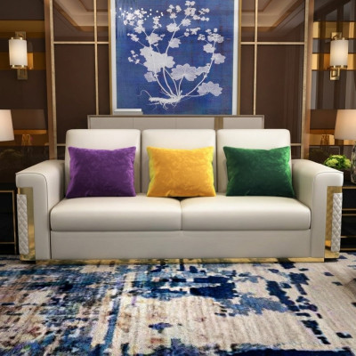 Design upholstery luxury seat sofa couch textile sofa 3-seater faux leather three-seater!