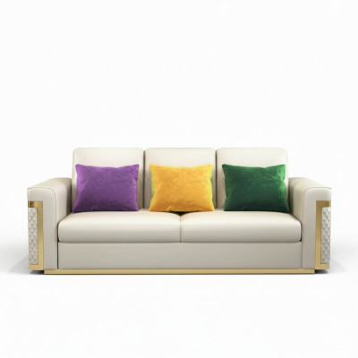 Design upholstery luxury seat sofa couch textile sofa 3-seater faux leather three-seater!