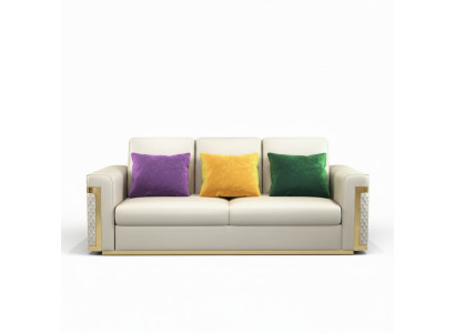 Design upholstery luxury seat sofa couch textile sofa 3-seater faux leather three-seater!