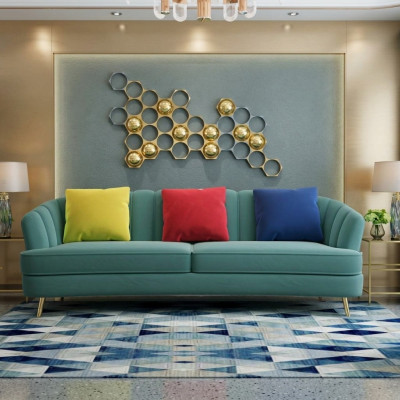 Couch velvet fabric living room sofa couches classic three-seater XL upholstery