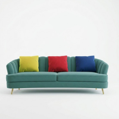 Couch velvet fabric living room sofa couches classic three-seater XL upholstery