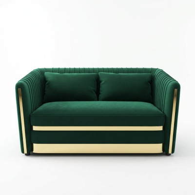 Green Designer Sofa Couch Upholstery XXL 2-Seater Big Sofas Couches Fabric Leather
