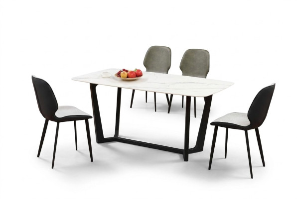 Luxury Table Stainless Steel Marble Imitation Stone Decor Dining Table Dining Room Tables