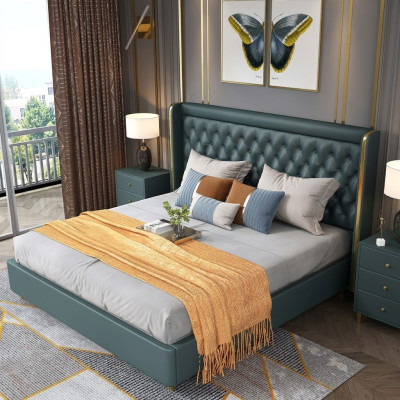 Classic bed double bed beds wood decor country house style genuine wood