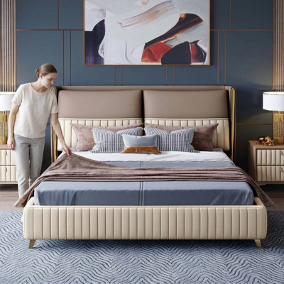 Bed 3-piece bedroom set design modern luxury bedroom nightstand
