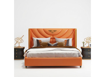 Wood design bed double luxury marriage hotel modern frame sleeping room.