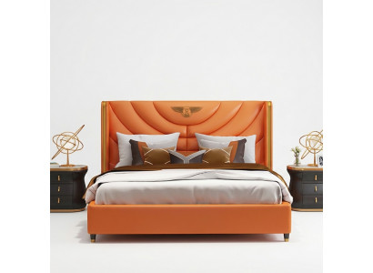 Wood design bed double luxury marriage hotel modern frame sleeping room.