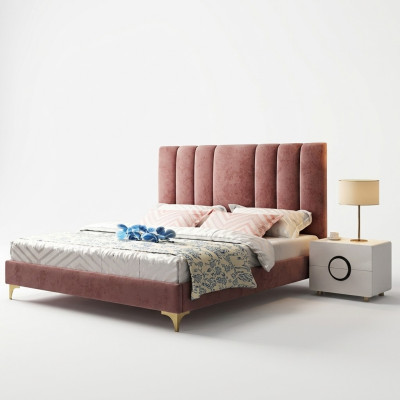 Luxury bedroom furniture complete 3-piece set bed 2x bedside tables modern