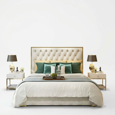 Double bed bedroom luxury hotel marital bed 2x nightstand 3-piece set beds