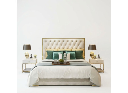 Classic English style bed double textile Chesterfield beds 180x200cm