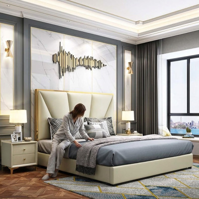 Bed Bedroom Set Design Furniture Luxury Decor Beds 2x Bedside Table 3-piece
