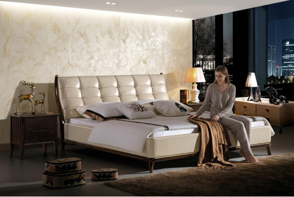 Bed Chesterfield Furniture Bedroom Double Bed Luxury Beds 180x200 Leather New