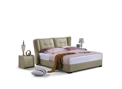Bedroom complete set bed with nightstands 3-piece. Hotel leather bed beds new