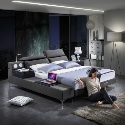 Double design bed, leather bed, beds, bed, upholstery, leather, bedroom, marriage, 180x200.