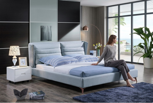 Wood design bed. Double luxury marriage modern hotel frame bedroom