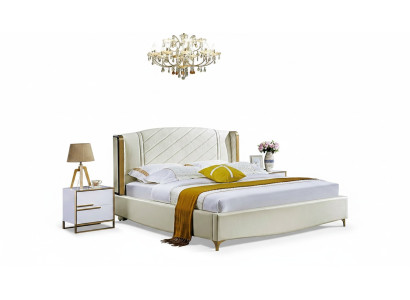 Designer upholstered double bed beds bed bedroom marriage bed textile leather new