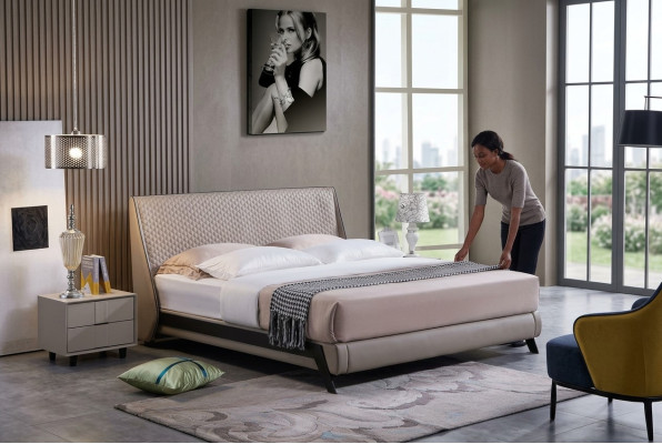 Complete bedroom set bed 2x nightstands 3 piece sets designer luxury