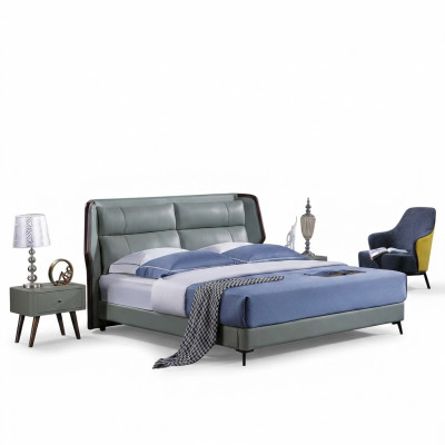 Bed pillow design luxury double hotel beds sleep room wood new 180x200cm