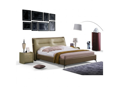 Leather bed double bed bedroom velvet beds bed frame bedside table 3-piece set