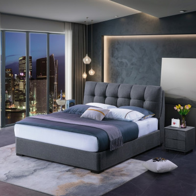 Luxury bed design double hotel beds marital bedroom blue style white