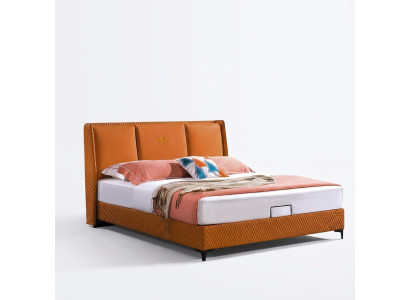 Orange luxury double hotel bed leather bedroom 180x200