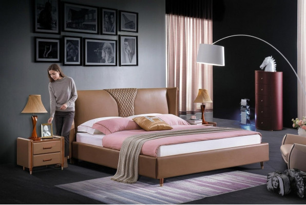 Bed Textile 2x Nightstand 3-piece Bedroom Set Furniture Modern Luxury Beds