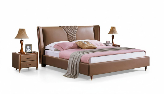 Bed Textile 2x Nightstand 3-piece Bedroom Set Furniture Modern Luxury Beds