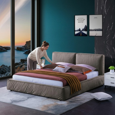 Design bedroom bed luxury wood beds double marriage upholstered furniture 180x200cm