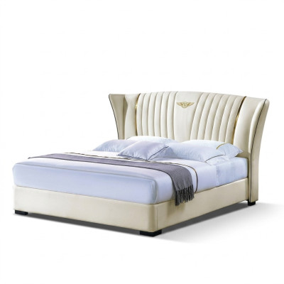 Wood bed, double bed, solid wood, bedroom, hotel beds, 180x200cm, leather bed