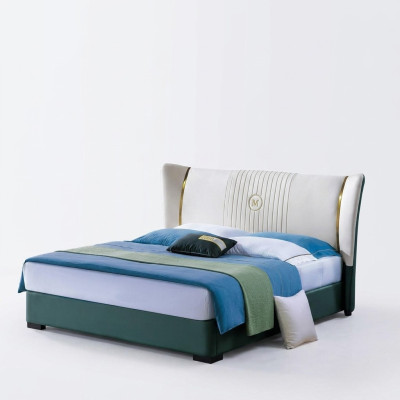 Wood design bed luxury double marriage hotel modern frame sleep room