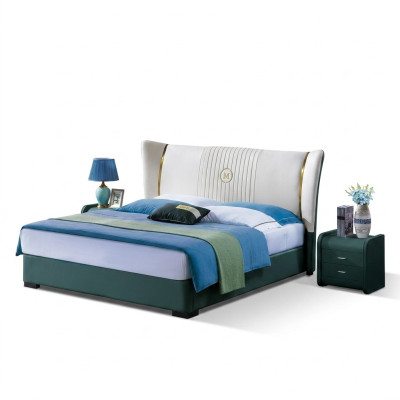 Bedroom Bed Bedside Tables 3-piece Set Design Luxury Beds Wood Double Bed