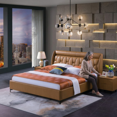 Luxury bedroom furniture bed 2x nightstand set beds hotel furniture 3-piece set living!