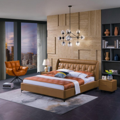 Luxury bedroom furniture bed 2x nightstand set beds hotel furniture 3-piece set living!