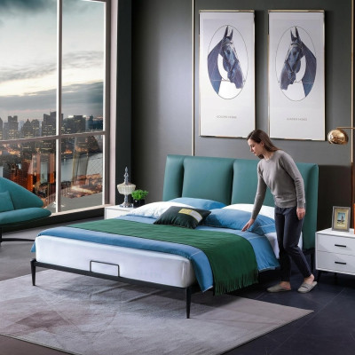 Green design bed double luxury marriage modern hotel frame sleep