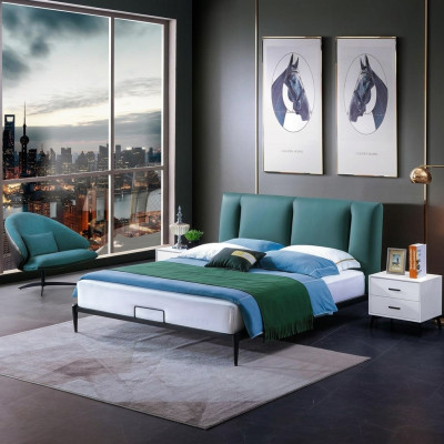 Green design bed double luxury marriage modern hotel frame sleep