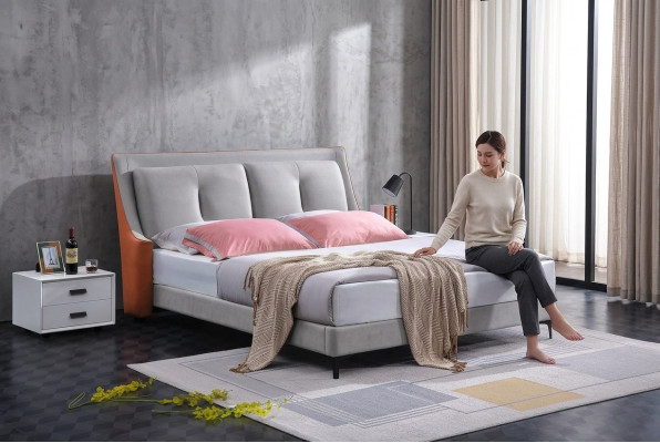 Classic bed double bed wood beds gray style real wood bedroom new