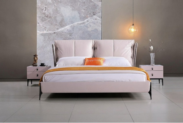 Modern design hotel bed XXL beds luxury double leather faux leather