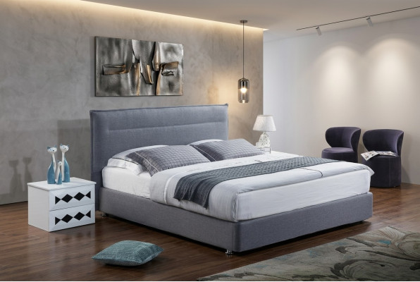 Luxury box spring bed fabric hotel blue beds bedroom furniture design double.