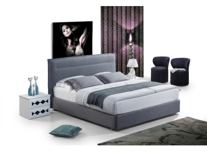 Luxury box spring bed fabric hotel blue beds bedroom furniture design double.