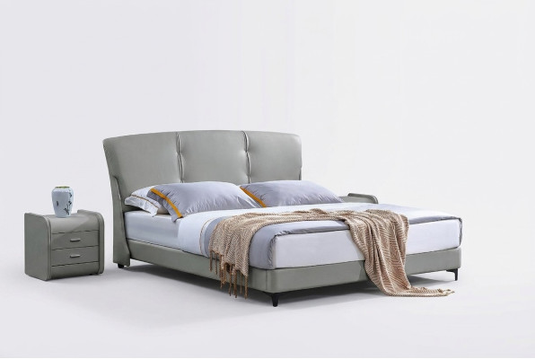 Luxury bedroom bed, classic beds furniture, modern furniture, bed frame beige.