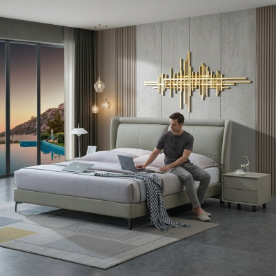 Double bed bedroom beds luxury furniture double bed beige hotel furnishings