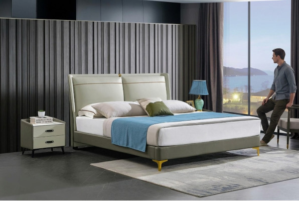 Luxury furniture double bed bedroom double bed beige hotel