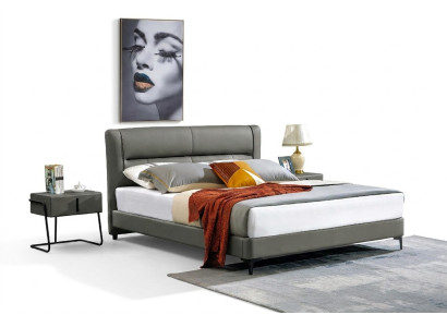 Double bed leather bed beds designer bed faux leather upholstery bedroom new